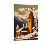 ONOTIO Megeve France Affiche vintage de voyage montagnes 40 x 60 cm Décoration murale moderne pour chambre à coucher