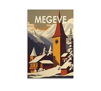 ONOTIO Megeve France Affiche vintage de voyage Montagnes 50 x 75 cm Décoration murale sur toile