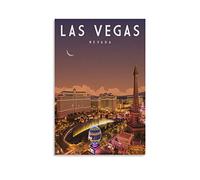 ONOTIO Poster de voyage vintage Las Vegas Nevada - Coucher de soleil - 20 x 30 cm - Impression sur toile - Décoration moderne pour chambre à coucher