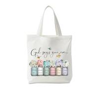 Onperpoe Bibelverse Sac en tissu avec inscription « God Says You Are » Sac de transport en coton pour femme 40 x 35 cm