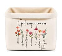 Onperpoe Corbeille à pain en tissu mélange de coton et lin avec Bible allemande, panier à pain pliable grand pour pain et fruits, cadeaux chrétiens pour femmes et hommes