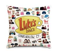 Onperpoe Housse de coussin Stars Hollow - 45 x 45 cm - En coton - Design Luke's Diner - Avec motif tasse de café - Pour canapé, salon, décoration de salon - Inspiré de Gilmore