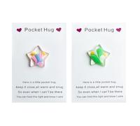 Onperpoe Lot de 2 pochettes en forme de cœur - Porte-bonheur - Étoile à cinq branches - Cadeau pour femme - Cadeau de réconfort - Cadeau de rétablissement (rose, vert)