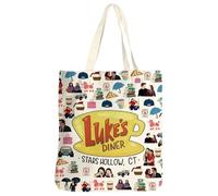 Onperpoe Stars Hollow Sac à provisions en toile avec motif tasse de café, motif Luke's Diner Gilmore Girls Merch pour femme, 40 x 35 cm