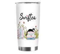 Onperpoe Swiftea Tasse isotherme en acier inoxydable avec couvercle Swiftea pour les fans de musique, motif livre, fleur, cadeau pour fille, petite amie