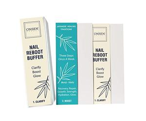 Onsen Professional Nail Buffer + Replacement Pads Combo, Ultimate Shine Nail Buffing Block With 3 Way Buffing Methods, Smooth & Shine After Onsen Nail Filer, Manicure Tools for Optimum Nail Care