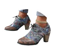 Onsoyours Bottes Imprimées Courtes pour Femme, Élégantes, Chunky Boots Retro, à Talons Hauts, de Cavalier Western A Marron 39 EU