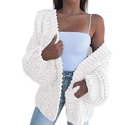 Onsoyours Cardigan en Grosse Tricot Manches Bouffantes Mode Décontracté Oversized Femme Gilet A Blanc XL