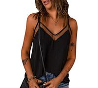 Onsoyours Chemise Femme D'Été Élégant Chemisiers Dentelle Col en V Manches Courtes Casual T-Shirt Mode Épaules Dénudées Shirt Blouse Couleur Unie Ample Casual Hauts Tops Tunique D Noir 01 S