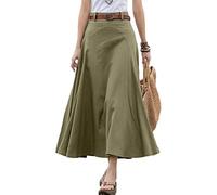 Onsoyours Femme Jeans Jupe Longue Taille Haute Jupe Décontractée Jupe Longue Jupe Crayon Extensible avec Poches Été Solide Mi-Longue Jupe A Vert L