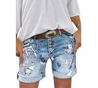 Onsoyours Femme Jeans Shorts Été Grande Taille Maigre Taille Haute Pantalon Court en Jean Short de Plage Sexy A Bleu Clair XL