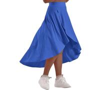 Onsoyours Femme Jupe Plissé Longue de Athlétiques avec Poche et Pantalon Intérieur Élastique Jupe Sport 2 en 1 Asymétrique Femme Golf Skort Activewear Jupe d'été pour l'extérieur A Bleu Foncé M