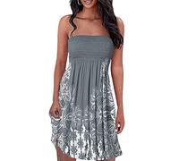 Onsoyours Femme Mini Robe Casual Imprimée Floral Robe D'Été Boho Bretelles Robe De Plage Robe De Soirée Crayon 5 Gris L