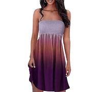 Onsoyours Femme Mini Robe Casual Imprimée Floral Robe D'Été Boho Bretelles Robe De Plage Robe De Soirée Crayon 6 Violet XXL