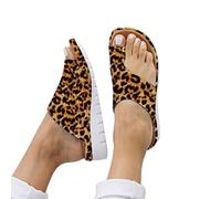 Onsoyours Femmes Sandales Orthopédiques Hallux Valgus Tongs Confortables avec Correction du Gros Orteil Pantoufles Décontractées À Bout Ouvert avec Correcteur D'oignon C Léopard 40 EU