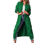 Onsoyours Gilet Femme Hiver Cardigan Long Ouvert Épais Manches Longues Pull Chaud Casual Manteau Sweater Chandail Outwear Épais Blouson Gilet Grosse Maille Vert L