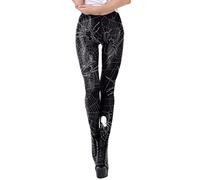 Onsoyours Halloween Leggings Femme Cosplay 3D Taille Haute Pantalon Élastique Extensible de Sport Legging Crâne Imprimé Citrouille Halloween Carnaval B Noir 01 XL