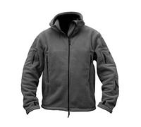 Onsoyours Homme Militaire Résistant au Vent Veste Polaire Chaud avec Capuche pour des Sports Manteau Veste Le Travail et Le Loisir A Gris XXL