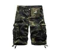 Onsoyours Hommes Shorts Bermudas Cargo Outdoor Coton Casual Lâche avec Poche sans Ceinture B Deep Armée Verte Small