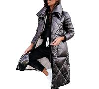 Onsoyours Manteau Femmes Hiver Chaud Veste Revers Fermeture Éclair Doudoune d'hiver Décontracté Confortable Transition Veste À Capuche Mode Outwear Streetwear Slim Fit A Noir M