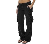 Onsoyours Pantalon Cargo Femme Multi-Poches Streetwear Taille Haute Hip Hop Pantalon Respirant Sport Étanche Outdoor Montagne Escalade Randonnée Femme Cargo Pantalon Noir XL