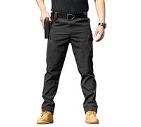 Onsoyours Pantalon Cargo Homme Multipoches Zippé Mince Combat de Travail Imperméable Militaire Tactique pour Casual Activités en Plein Air B Noir S