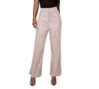 Onsoyours Pantalon de Soirée Cocktail pour Femme Chic Pantalon Paillettes Pattes d´Éléphant Haute Taille Brillant Chic Vintage Danse Bal Disco Solide Couleur Pants A Rose L