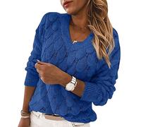 Onsoyours Pull Femme Grand Taille Manches Chauve Souris Tops Hauts Hiver Automne Epaule Dénudée Casual Lâche Chemise Bleu M