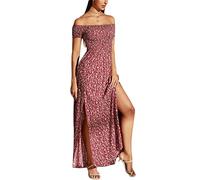 Onsoyours Robe Femmes sans Manches Robe Bustier à Fleurs Robe de Plage D'été Imprimee Party Soirée Cocktail Robe Décontractée Élégante Maxi Robe