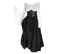 Onsoyours Robe Médiévale Femme Renaissance Costume Robes Courte F Noir S