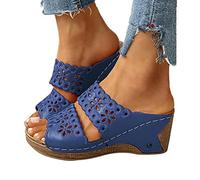Onsoyours Sandales Compensees Femme Ete Espadrille Femmes Chaussures Plateforme à Bout Ouvert Confort A Bleu 38 EU