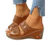 Onsoyours Sandales Compensees Femme Ete Espadrille Femmes Chaussures Plateforme à Bout Ouvert Confort A Marron 38 EU