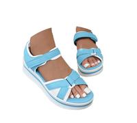 Onsoyours Sandales de Sport Femme Été Bout Ouvert Sandales Plateforme Chaussures de Marche Respirante Semelle Souple Sandales de Plage Compensées Sandales A Bleu Clair 43 EU