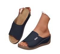 Onsoyours Sandales Femme été Confortable Sandale Orthopedique Compensées Chaussures Bout Ouvert Sandales A Bleu Marine 43 EU