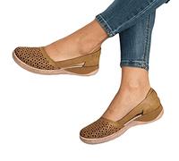 Onsoyours Sandales Femme Plates Eté Chaussures Mode Casual Compensées Bout Ouvert Faux PU Rome Chaussures pour Plage Vacances Slippers Marron 38 EU