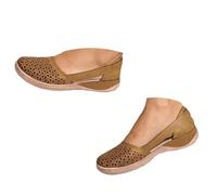 Onsoyours Sandales Femme Plates Eté Chaussures Mode Casual Compensées Bout Ouvert Faux PU Rome Chaussures Pour Plage Vacances Slippers Marron 36 EU