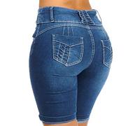 Onsoyours Short Femme Jean Court Sexy Été Taille Haute Bermudas Skinny Stretch Vintage Pantalon Short Bermudas Denim Collant Bleu 3XL