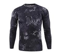 Onsoyours T-Shirt Militaire Homme Respirant Manches Longues T-Shirt Tactique Outdoor pour Homme Casual Tee Shirt Camouflag T-Shirts A Noir M