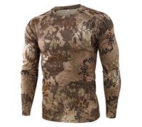 Onsoyours T-Shirt Militaire Homme Respirant Manches Longues T-Shirt Tactique Outdoor pour Homme Casual Tee Shirt Camouflag T-Shirts A Kaki XS