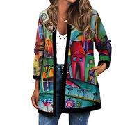 Onsoyours Veste à Manches Longues Grande Taille Ethnique Vintage pour Femme Kimono Gilet Blazer Manteau Hiver Multicolore 02 L