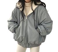 Onsoyours Veste Polaire Double Face pour Femme en Fausse Fourrure Hiver Chaude Manteau en Peluche Veste Parka à Capuche Blouson Deux Côtés A Bleu XXL
