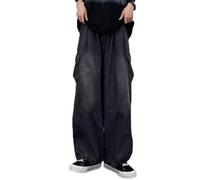 Onsoyours Y2K Jeans Hommes Baggy Fit Jeans Straight Jeans Pantalons Décontractés Streetwear Loose Denim Pants Pantalons À Jambes Larges Décontractés Hommes High Waist Cargo Pants B Noir XXL
