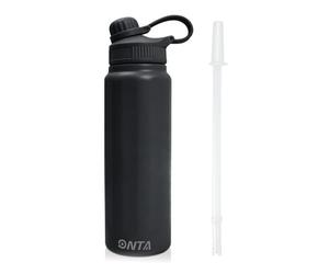 ONTA Bouteille d'eau thermos isotherme sous vide 840ML Bouteille d'eau en acier inoxydable et thermos anti-fuite Tasse à glace pour le café Peut garder l'eau chaude ou froide （noir）