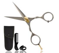 ONTAKI Barbe Moustache Ciseaux Barber Peigne en acier japonais Étui de transport Coupe forgé à la main Bord biseauté Kit de poils du visage pour homme Poils du visage 5,5 pouces Noir (Silver)