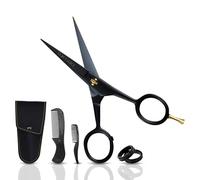 Ontaki Ciseaux Barbe Homme & Peigne Barbe, Acier Allemand, 12,7 cm, Noir