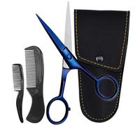 Ontaki Ciseaux Barbe Homme & Peigne Barbe, Acier Allemand, Bleu Nuit