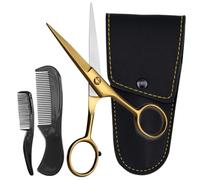 Ontaki Ciseaux Barbe Homme & Peigne Barbe, Acier Allemand, Cuivre Doré