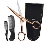 Ontaki Ciseaux Barbe Homme & Peigne Barbe, Acier Allemand, Or Rose