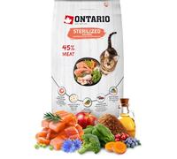 ONTARIO Nourriture sèche pour chat stérilisée au saumon 6,5 kg | Environ 39 % de viande de saumon et de poulet, 35 % de protéines, 14 % de graisse, oméga-3 à base d'huile de saumon