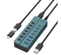 Onten OTN 5317S Hub USB 3.0 à 7 ports, transfert de données haute vitesse, commutateurs indépendants, large compatibilité pour ordinateur portable, tablette, téléphone, console de jeu